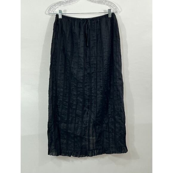 DOEN Sz M Medium Black Ramie Pintuck Renaud Ramie Skirt - Picture 8 of 9